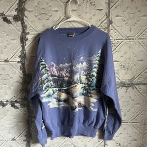 Vintage Scenic winter wonderland lilac Sweater
